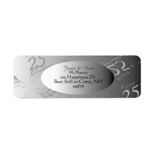 Vintage Silvery 25th Wedding Jubileum" Etiket (Voorkant)