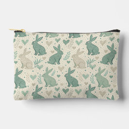 Vintage Simple Bunny Silhouettes Hearts Pattern Etui