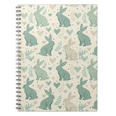 Vintage Simple Bunny Silhouettes Hearts Pattern Notitieboek (Voorkant)