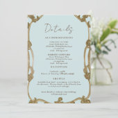 Vintage Simply Icy Blue Wedding Details II Kaart (Staand voorkant)