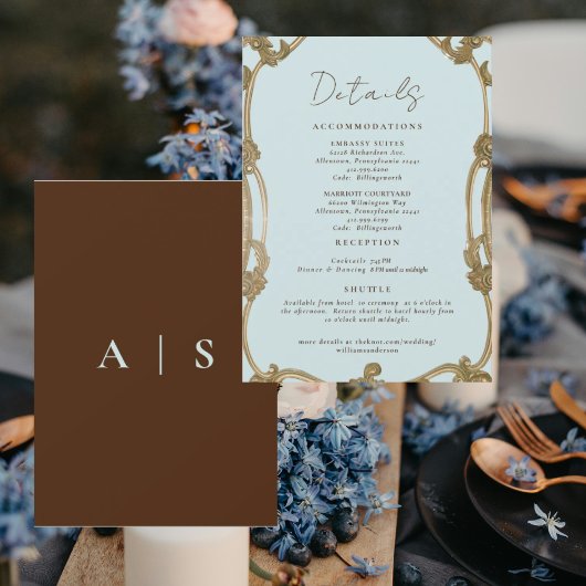 Vintage Simply Icy Blue Wedding Details II Kaart