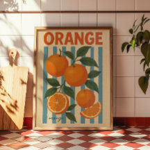 Vintage Sinaasappel Botanische Muurkunst | Citrusk