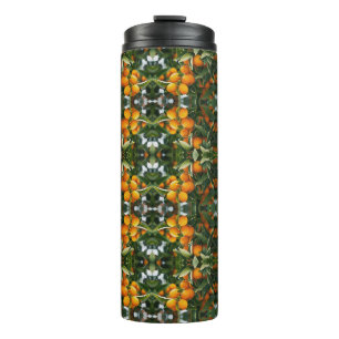 Vintage Sinaasappel Citroen Botanische Groene Patr Thermosbeker
