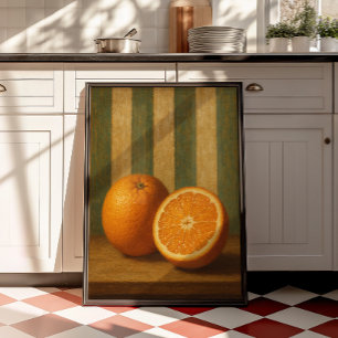Vintage Sinaasappel Stilleven Muurkunst Citrus P Poster
