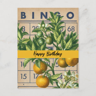 Vintage Sinaasappels Verjaardag Briefkaart