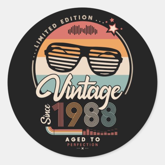 Vintage since 1988 ronde sticker (Voorkant)