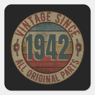 VINTAGE SINDS 1942 ALLE ORIGINELE ONDERDELEN VIERKANTE STICKER