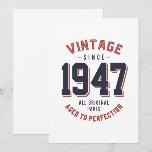 Vintage sinds 1947: Birthday Gift Kaart (Voorkant / Achterkant)