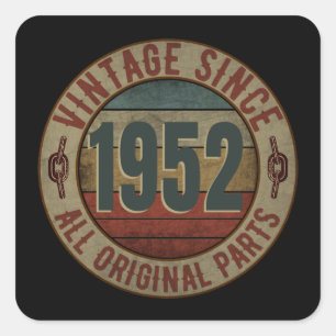 VINTAGE SINDS 1952 ALLE ORIGINELE ONDERDELEN VIERKANTE STICKER