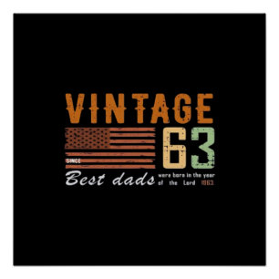 Vintage sinds 1963 beste vader cadeau, beste vader perfect poster