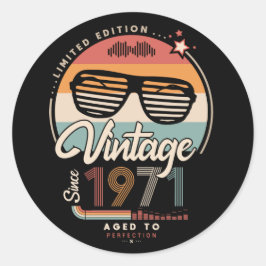 Vintage sinds 1971 ronde sticker