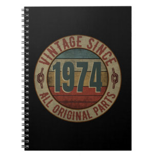VINTAGE SINDS 1974 ALLE ORIGINELE ONDERDELEN. NOTITIEBOEK