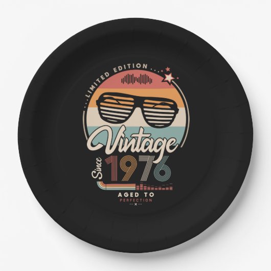 Vintage sinds 1976 papieren bordje (Voorkant)