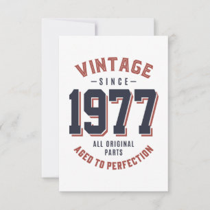 Vintage sinds 1977 - Birthday Gift RSVP Kaartje
