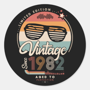 Vintage sinds 1982 ronde sticker