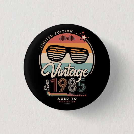 Vintage sinds 1985 ronde button 3,2 cm (Voorkant)