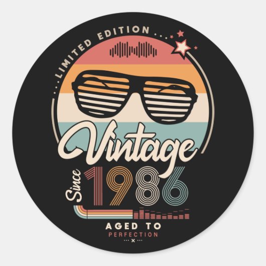 Vintage sinds 1986 ronde sticker (Voorkant)