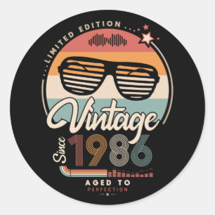 Vintage sinds 1986 ronde sticker