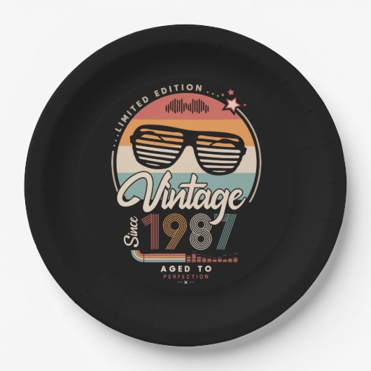 Vintage sinds 1987 papieren bordje (Voorkant)