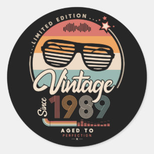 Vintage sinds 1989 ronde sticker
