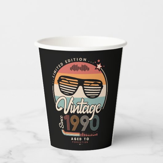 Vintage sinds 1990 papieren bekers (Voorkant)