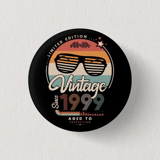 Vintage sinds 1999 ronde button 3,2 cm (Voorkant)