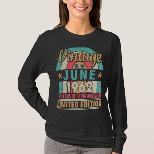 Vintage sinds juni 1962: 60 jaar t-shirt (Voorkant)