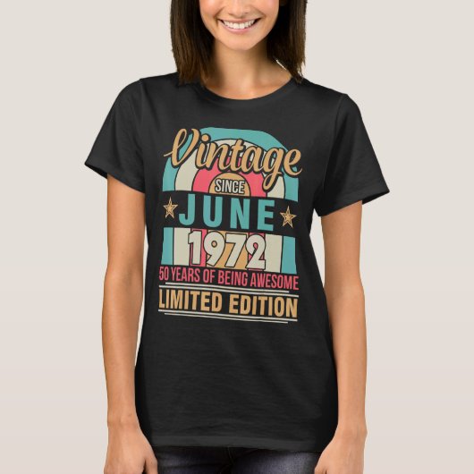 Vintage sinds juni 1972, 50 jaar t-shirt (Voorkant)