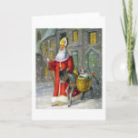 Vintage Sint-Nicolaas en het Wenskaart Donkey Feestdagen Kaart<br><div class="desc">Vintage Sint-Nicolaas en Donkey begroeting / briefje / kerstkaart! Een mooie  scène van St. Nicholas en zijn ezel die door de sneeuw lopen met een mand speelgoed!</div>