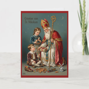 Vintage Sinterklaas Heilige Nicolaas Nederlandse k Kaart