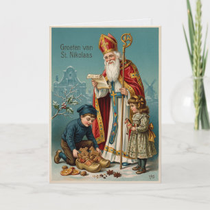Vintage Sinterklaas Heilige Nicolaas Nederlandse k Kaart