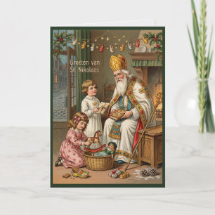 Vintage Sinterklaas Heilige Nicolaas Nederlandse k Kaart