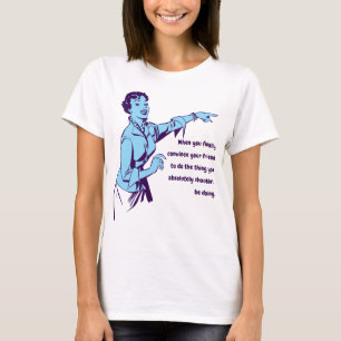Vintage sjabloon met wijzende vrouw uit de jaren 5 t-shirt
