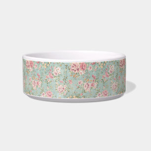 Vintage sjofel elegant bloemen blauwgroen girly voerbakje