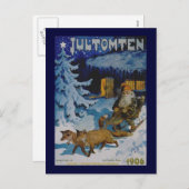 Vintage Skandinavische Kerstmis 1906 Feestdagenkaart (Voorkant / Achterkant)