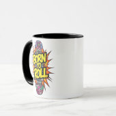 Vintage Skateboard "Born to Roll" Graphic Mok (Voorkant links)
