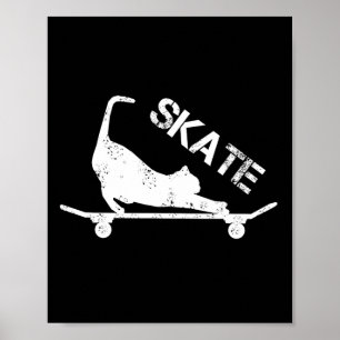 Vintage Skateboard Skateboarder Kat Skateboarden Poster