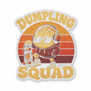 Vintage Skater Dumpling Squad Retro Grafische T-sh Sticker