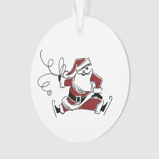Vintage Skating Santa Christmas Ornament (voorkant)