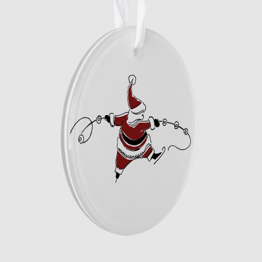 Vintage Skating Santa Christmas Ornament (voorkant)