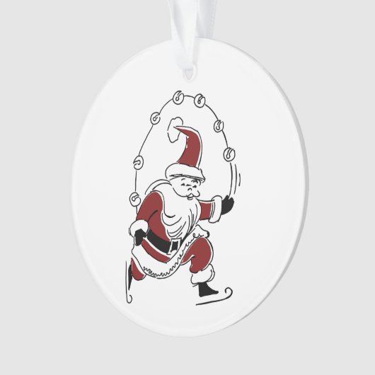Vintage Skating Santa Christmas Ornament (voorkant)