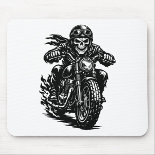 Vintage Skelet Biker Motorfiets Illustratie  Muismat