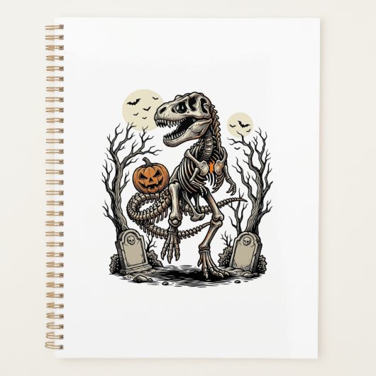 Vintage skelet dinosaurus Halloween kerkhof ontwer Planner (Voorkant)