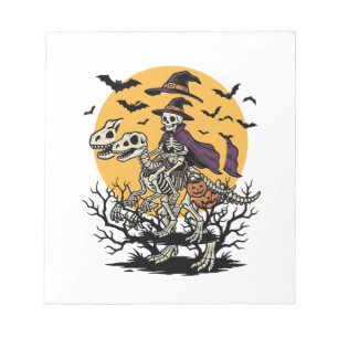 Vintage skelet dinosaurus Halloween shirt ontwerp_ Notitieblok