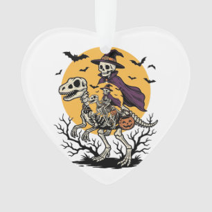 Vintage skelet dinosaurus Halloween shirt ontwerp_ Ornament
