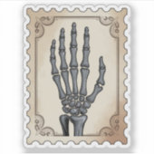 Vintage skelet hand Halloween-postzegel Sticker (Voorkant)