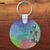Vintage skelet op pasteltinten sleutelhanger (Voorkant)