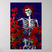 Vintage Skelet & Rozen Poster (Voorkant)