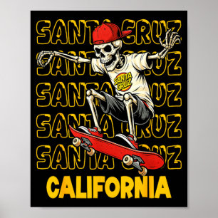 Vintage skelet skateboard santa cruz california poster