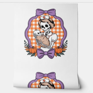 Vintage Skelet Verpleegster en Baby � Schattig Hal Behang